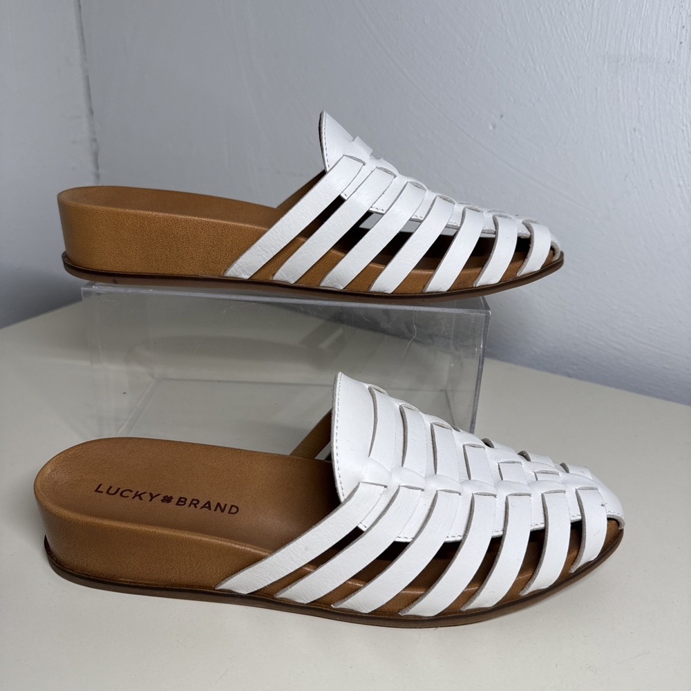 Lucky Brand Womens Size 7,5 38 Doerid White Leather Loafers Shoes Medium